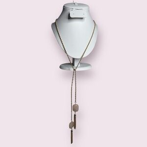 Gold Tone and Rose Quartz Long Rope Necklace